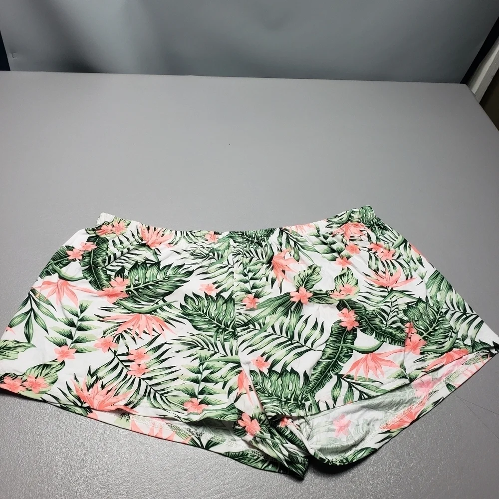 unbranded leaf and flower print pajama lounge shorts women's plus size 3X